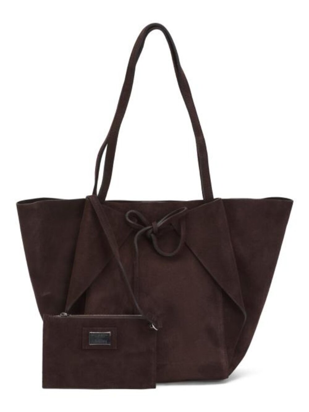 VIOLA CASTELLANI Made In Italy Suede Bow Front Tie Unlined Soft Tote